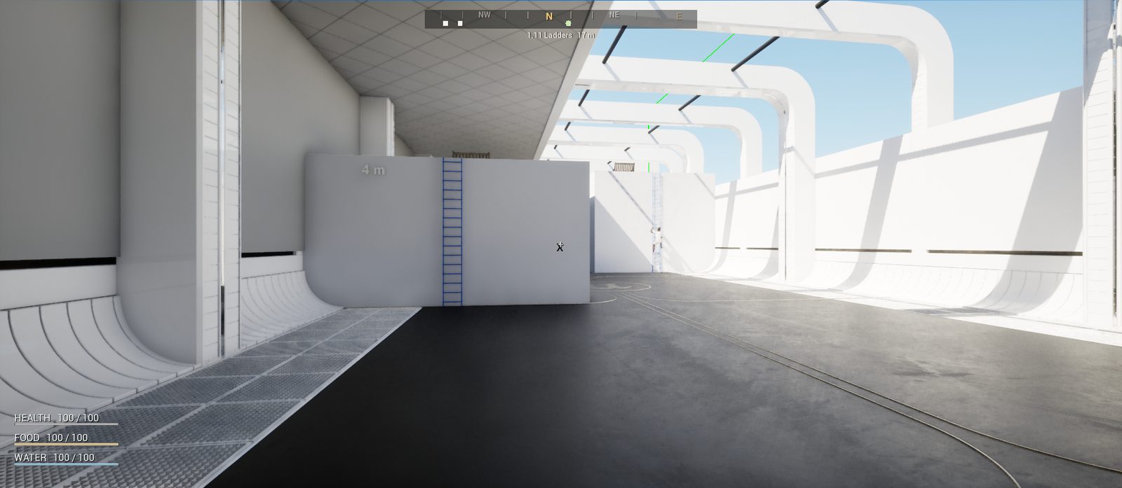 Ladder room with a ladder to a platform