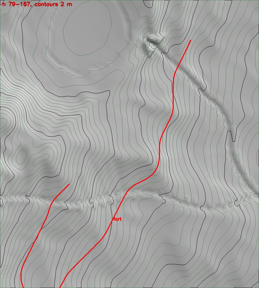 Contour map of a mountain road